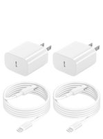 iPad Charger Fast Charging 2-Pack Apple Certified Fast Wall Charger Block with 6.6FT USB C to Lightning Cable - Authentic Apple Products.