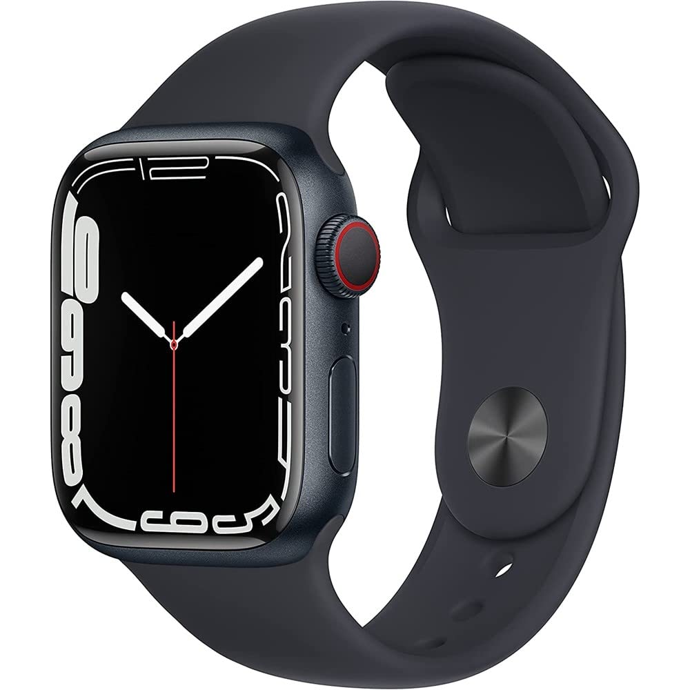 Apple Watch Series 7 (GPS, 41mm) Midnight Aluminum Case with Midnight Sport Band, Regular (Renewed) - Authentic Apple Products.