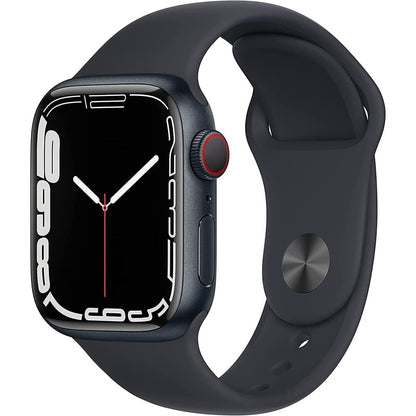 Apple Watch Series 7 (GPS, 41mm) Midnight Aluminum Case with Midnight Sport Band, Regular (Renewed) - Authentic Apple Products.