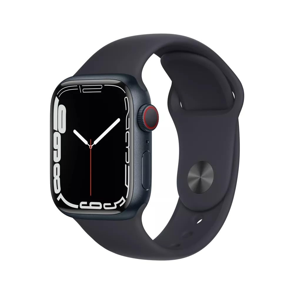 Apple Watch Series 7 (GPS, 41mm) Midnight Aluminum Case with Midnight Sport Band, Regular (Renewed) - Authentic Apple Products.