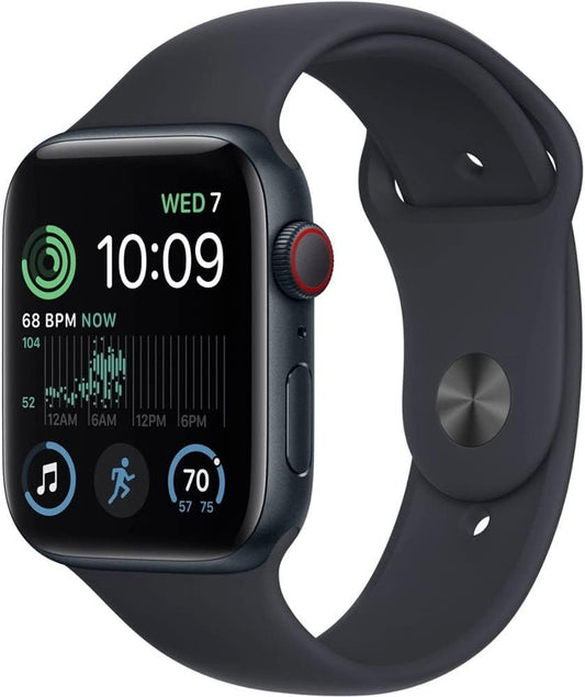Apple Watch SE (2nd Gen) (GPS + Cellular, 40mm) - Midnight Aluminum Case with Midnight Sport Band, M/L (Renewed) - Authentic Apple Products.