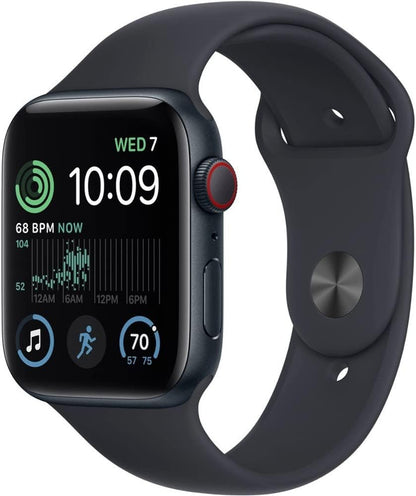 Apple Watch SE (2nd Gen) (GPS + Cellular, 40mm) - Midnight Aluminum Case with Midnight Sport Band, M/L (Renewed) - Authentic Apple Products.