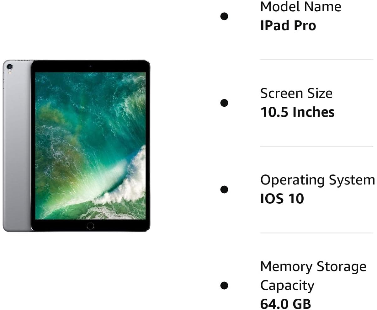 Apple 2017 iPad Pro (10.5-inch, Wi-Fi, 64GB) - Space Gray (Renewed) - Authentic Apple Products.