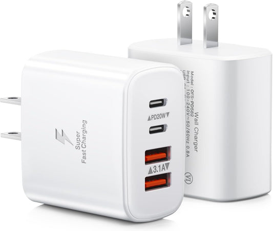 USB C Charger Block - 2-Pack 40W 4-Port USB C - Authentic Apple Products.