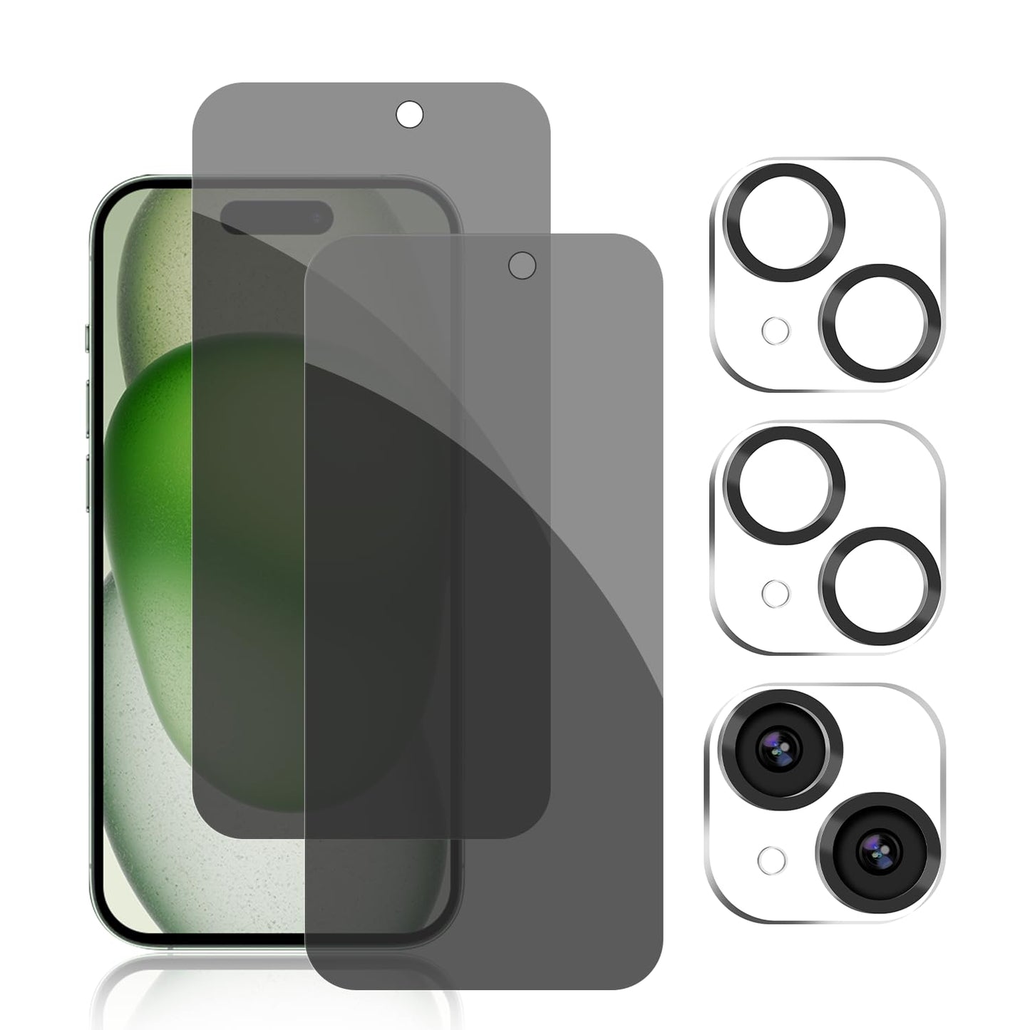 PEHAEL 3+3Pack for iPhone 16 Privacy Screen Protector with Camera Lens Protector Full Coverage Anti-Spy Tempered Glass Film 9H Hardness Easy Installation Bubble Free [6.1 inch]