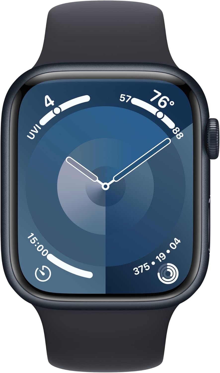 Apple Watch Series 9 [GPS 45mm] Midnight Aluminum Case with Midnight Sport Band, S/M (Renewed) - Authentic Apple Products.