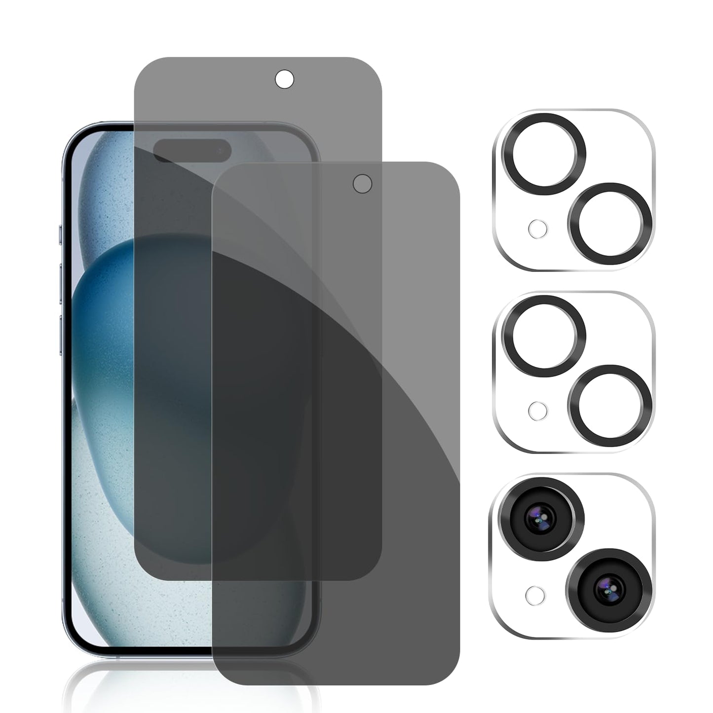 PEHAEL 3+3Pack for iPhone 16 Privacy Screen Protector with Camera Lens Protector Full Coverage Anti-Spy Tempered Glass Film 9H Hardness Easy Installation Bubble Free [6.1 inch]