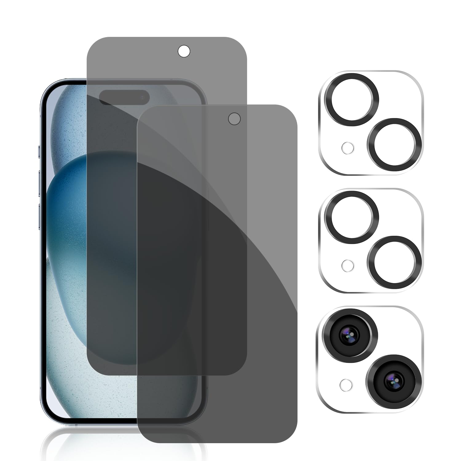 PEHAEL 3+3Pack for iPhone 16 Privacy Screen Protector with Camera Lens Protector Full Coverage Anti-Spy Tempered Glass Film 9H Hardness Easy Installation Bubble Free [6.1 inch]