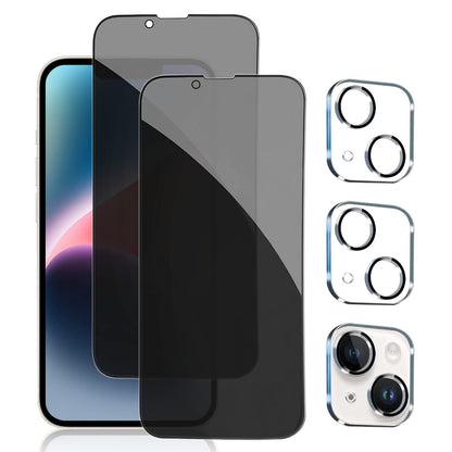 PEHAEL 3+3Pack for iPhone 16 Privacy Screen Protector with Camera Lens Protector Full Coverage Anti-Spy Tempered Glass Film 9H Hardness Easy Installation Bubble Free [6.1 inch]