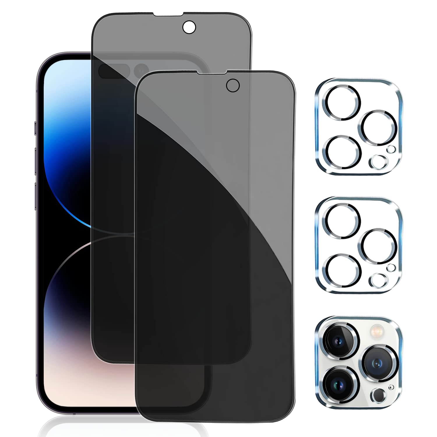 PEHAEL 3+3Pack for iPhone 16 Privacy Screen Protector with Camera Lens Protector Full Coverage Anti-Spy Tempered Glass Film 9H Hardness Easy Installation Bubble Free [6.1 inch]