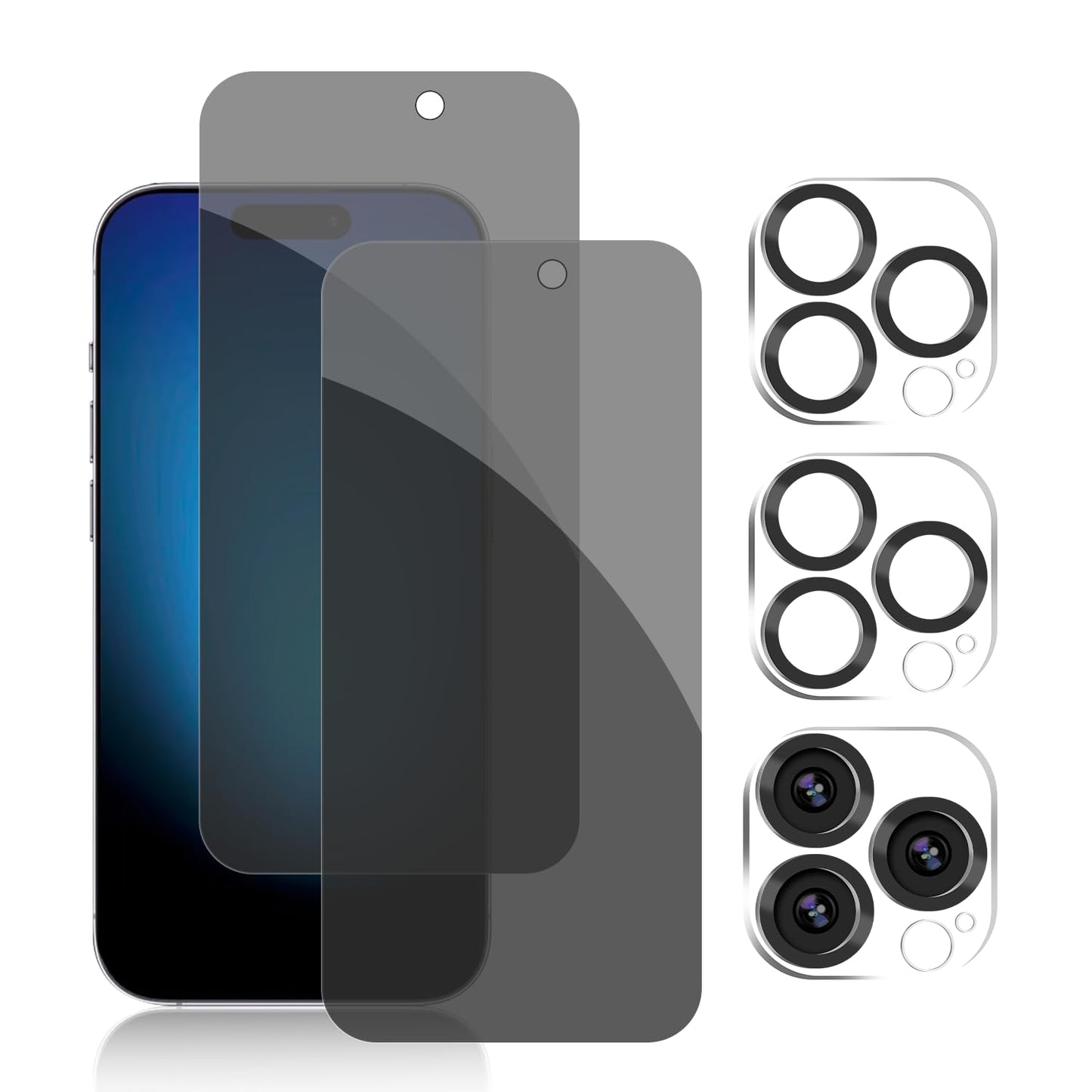PEHAEL 3+3Pack for iPhone 16 Privacy Screen Protector with Camera Lens Protector Full Coverage Anti-Spy Tempered Glass Film 9H Hardness Easy Installation Bubble Free [6.1 inch]