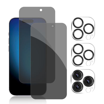 PEHAEL 3+3Pack for iPhone 16 Privacy Screen Protector with Camera Lens Protector Full Coverage Anti-Spy Tempered Glass Film 9H Hardness Easy Installation Bubble Free [6.1 inch]