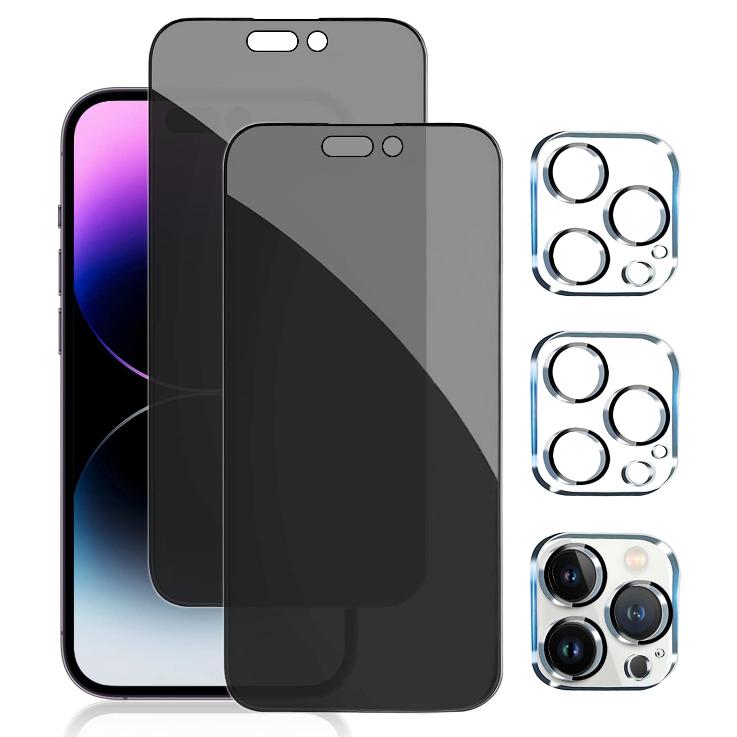 PEHAEL 3+3Pack for iPhone 16 Privacy Screen Protector with Camera Lens Protector Full Coverage Anti-Spy Tempered Glass Film 9H Hardness Easy Installation Bubble Free [6.1 inch]