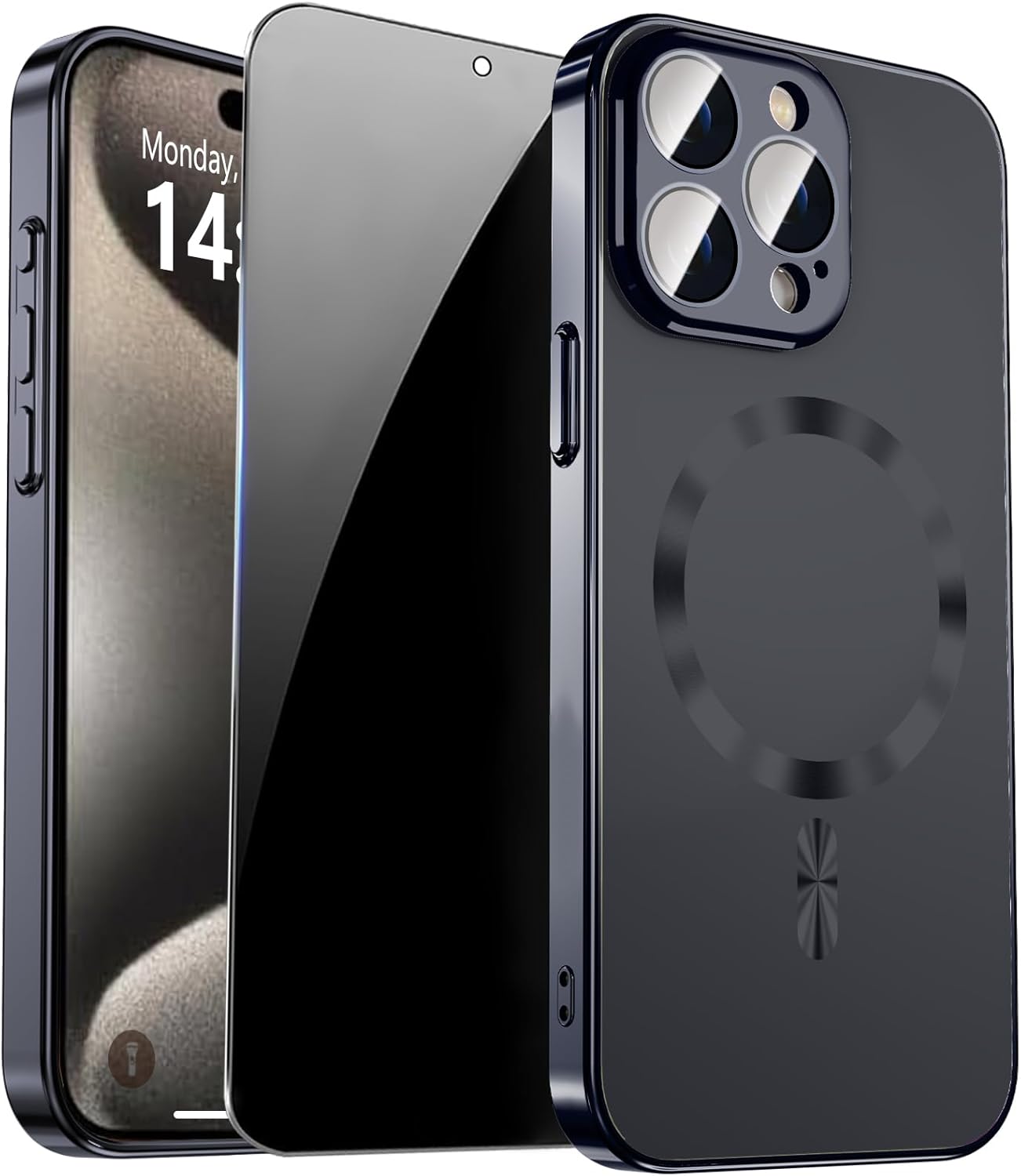 Magnetic for iPhone 14 Pro Max Case with Privacy Screen Protector & Built-in Camera Protection Cover for iPhone 14 Pro Max, Compatible with MagSafe Phone Case for iPhone 14 ProMax, Black - Authentic Apple Products.