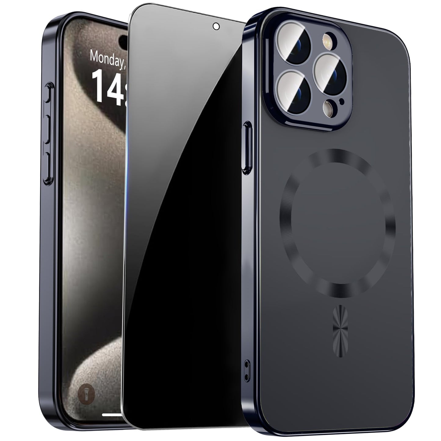 Magnetic for iPhone 14 Pro Max Case with Privacy Screen Protector & Built-in Camera Protection Cover for iPhone 14 Pro Max, Compatible with MagSafe Phone Case for iPhone 14 ProMax, Black - Authentic Apple Products.