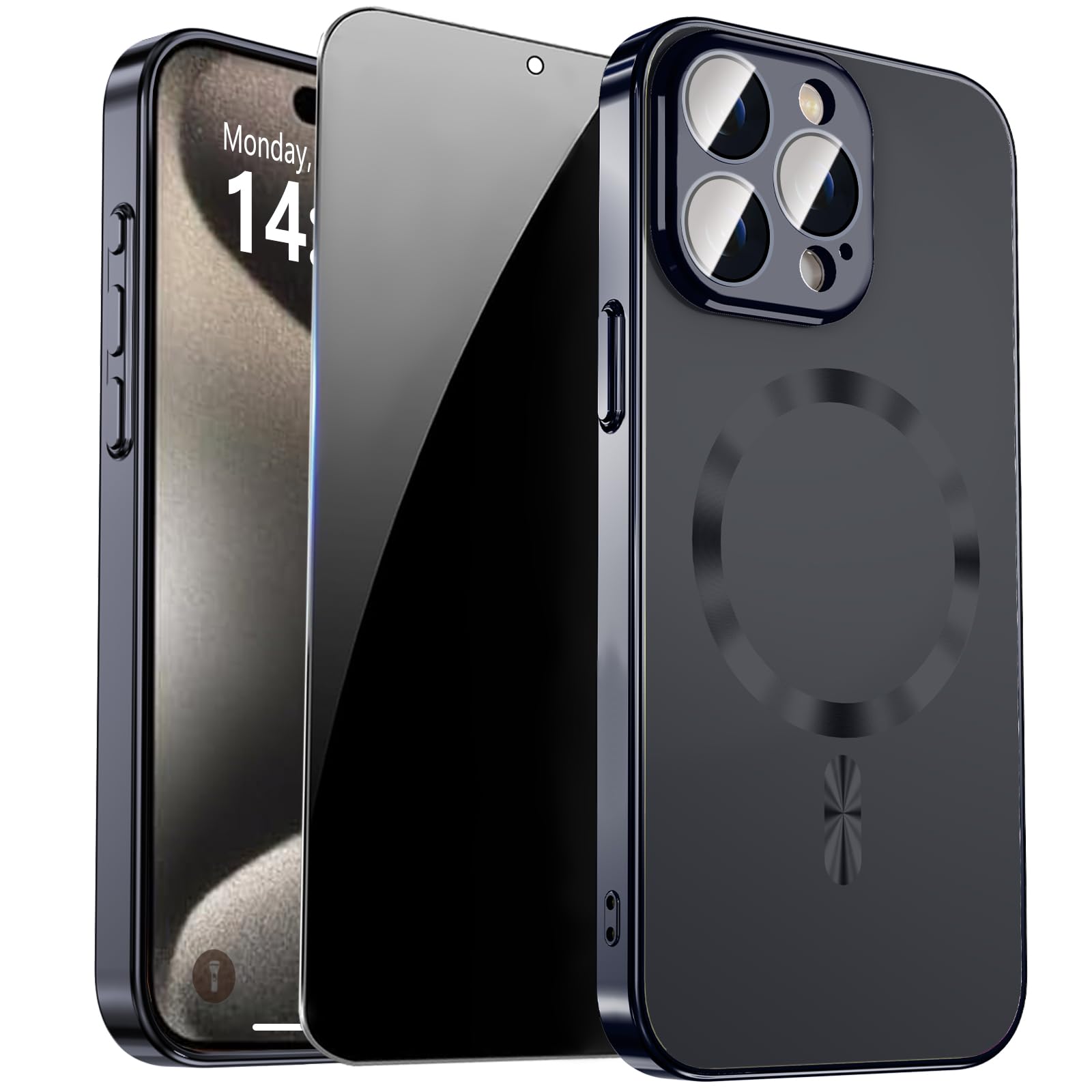 Magnetic for iPhone 14 Pro Max Case with Privacy Screen Protector & Built-in Camera Protection Cover for iPhone 14 Pro Max, Compatible with MagSafe Phone Case for iPhone 14 ProMax, Black - Authentic Apple Products.