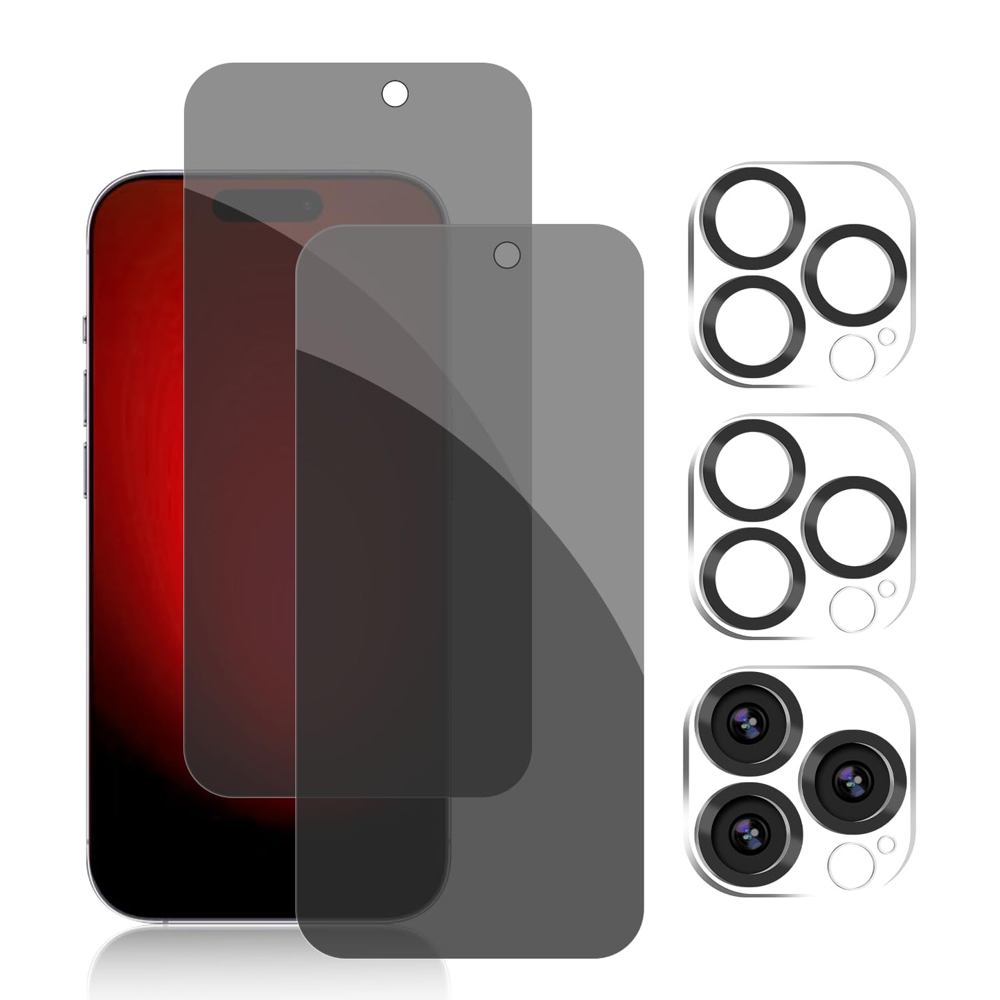 PEHAEL 3+3Pack for iPhone 16 Privacy Screen Protector with Camera Lens Protector Full Coverage Anti-Spy Tempered Glass Film 9H Hardness Easy Installation Bubble Free [6.1 inch]