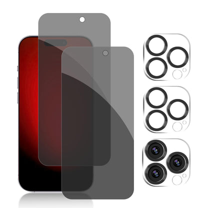 PEHAEL 3+3Pack for iPhone 16 Privacy Screen Protector with Camera Lens Protector Full Coverage Anti-Spy Tempered Glass Film 9H Hardness Easy Installation Bubble Free [6.1 inch]
