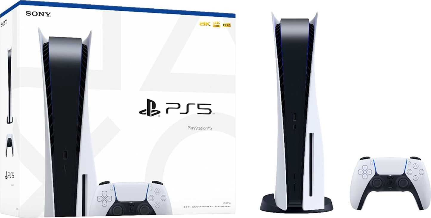 Playstation 5 Disc Version PS5 Console - 4K-TV Gaming, 120Hz 8K Output, 16GB GDDR6, 825GB SSD, WiFi 6, Bluetooth ~5.1 (Renewed)