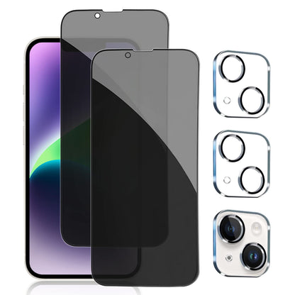 PEHAEL 3+3Pack for iPhone 16 Privacy Screen Protector with Camera Lens Protector Full Coverage Anti-Spy Tempered Glass Film 9H Hardness Easy Installation Bubble Free [6.1 inch]