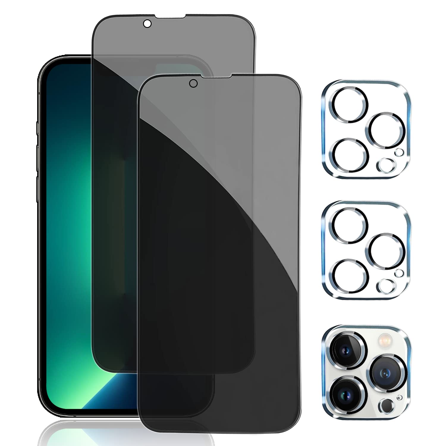 PEHAEL 3+3Pack for iPhone 16 Privacy Screen Protector with Camera Lens Protector Full Coverage Anti-Spy Tempered Glass Film 9H Hardness Easy Installation Bubble Free [6.1 inch]