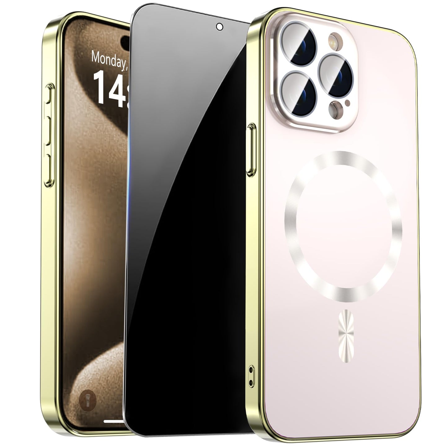 Magnetic for iPhone 14 Pro Max Case with Privacy Screen Protector & Built-in Camera Protection Cover for iPhone 14 Pro Max, Compatible with MagSafe Phone Case for iPhone 14 ProMax, Black - Authentic Apple Products.