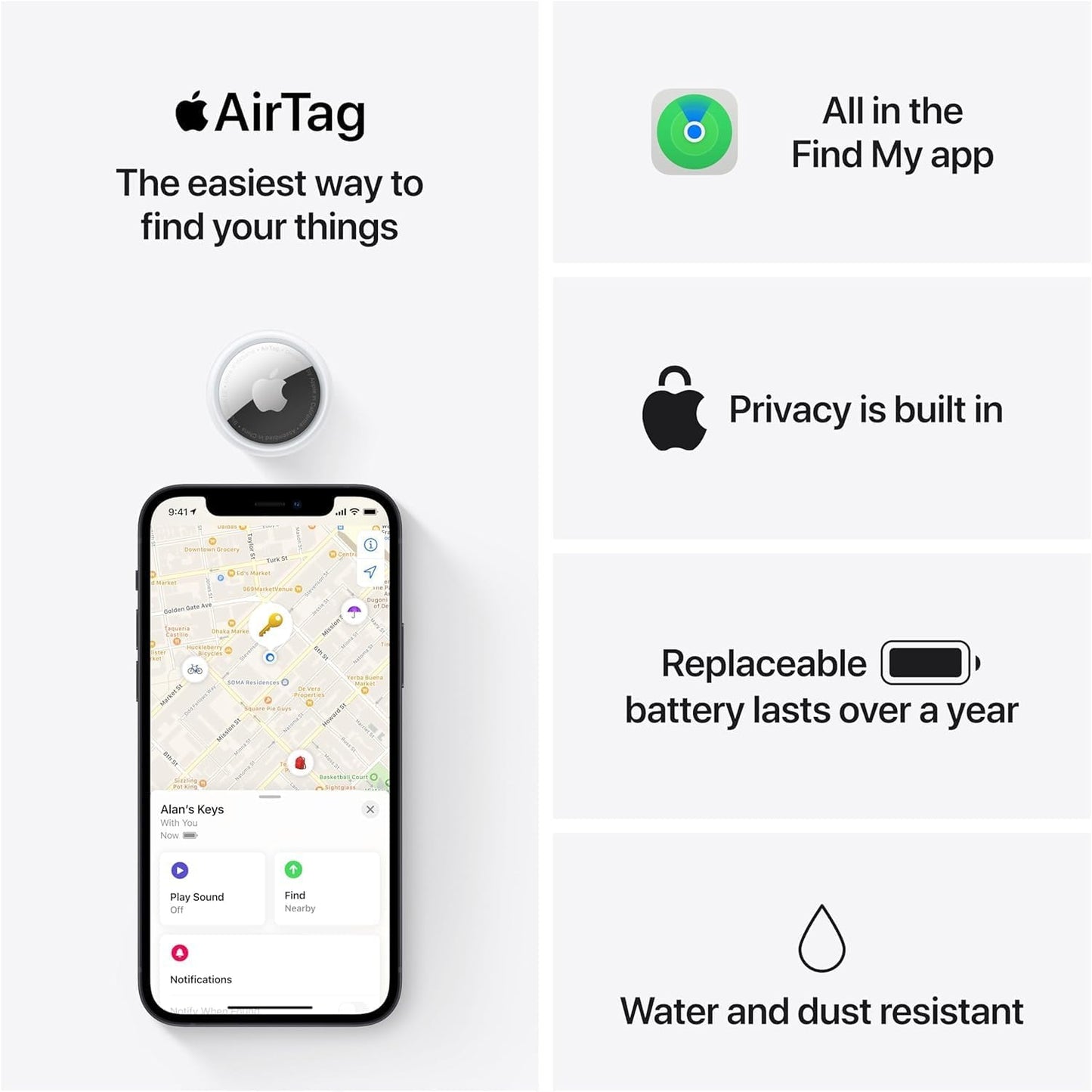 Apple AirTag 4 Pack. Keep Track of and find Your Keys, Wallet, Luggage, Backpack, and More. Simple one-tap Set up with iPhone or iPad - Authentic Apple Products.