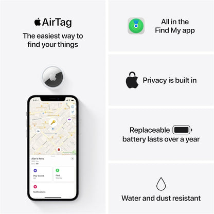 Apple AirTag 4 Pack. Keep Track of and find Your Keys, Wallet, Luggage, Backpack, and More. Simple one-tap Set up with iPhone or iPad - Authentic Apple Products.