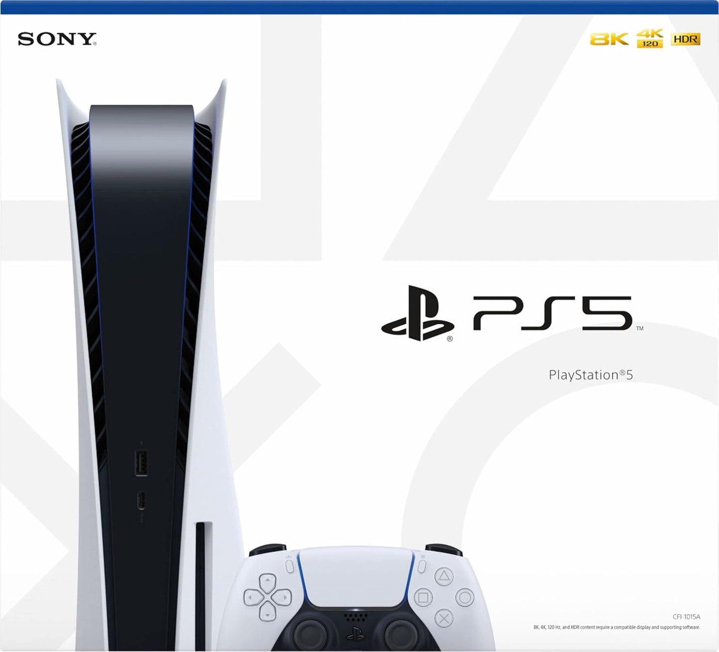 Playstation 5 Disc Version PS5 Console - 4K-TV Gaming, 120Hz 8K Output, 16GB GDDR6, 825GB SSD, WiFi 6, Bluetooth ~5.1 (Renewed)