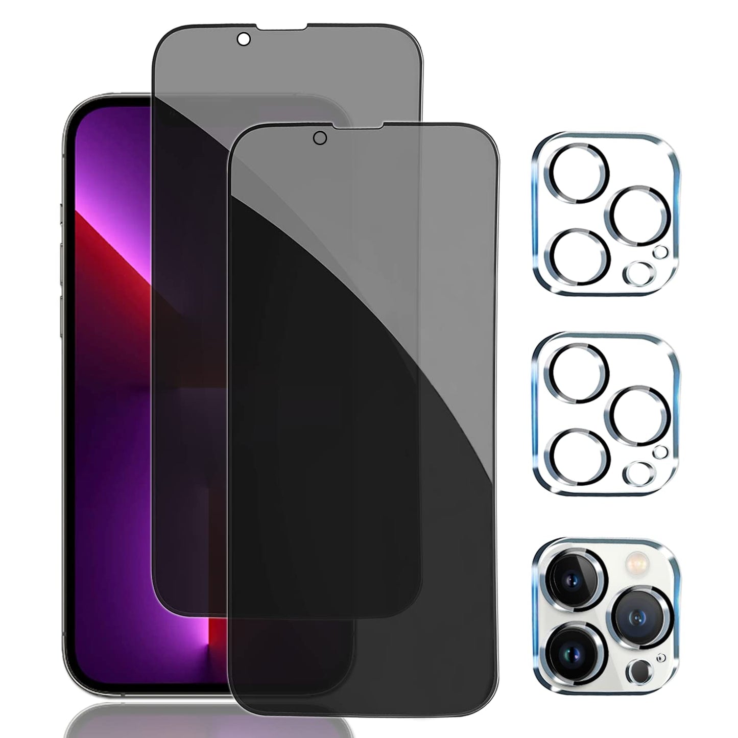 PEHAEL 3+3Pack for iPhone 16 Privacy Screen Protector with Camera Lens Protector Full Coverage Anti-Spy Tempered Glass Film 9H Hardness Easy Installation Bubble Free [6.1 inch]