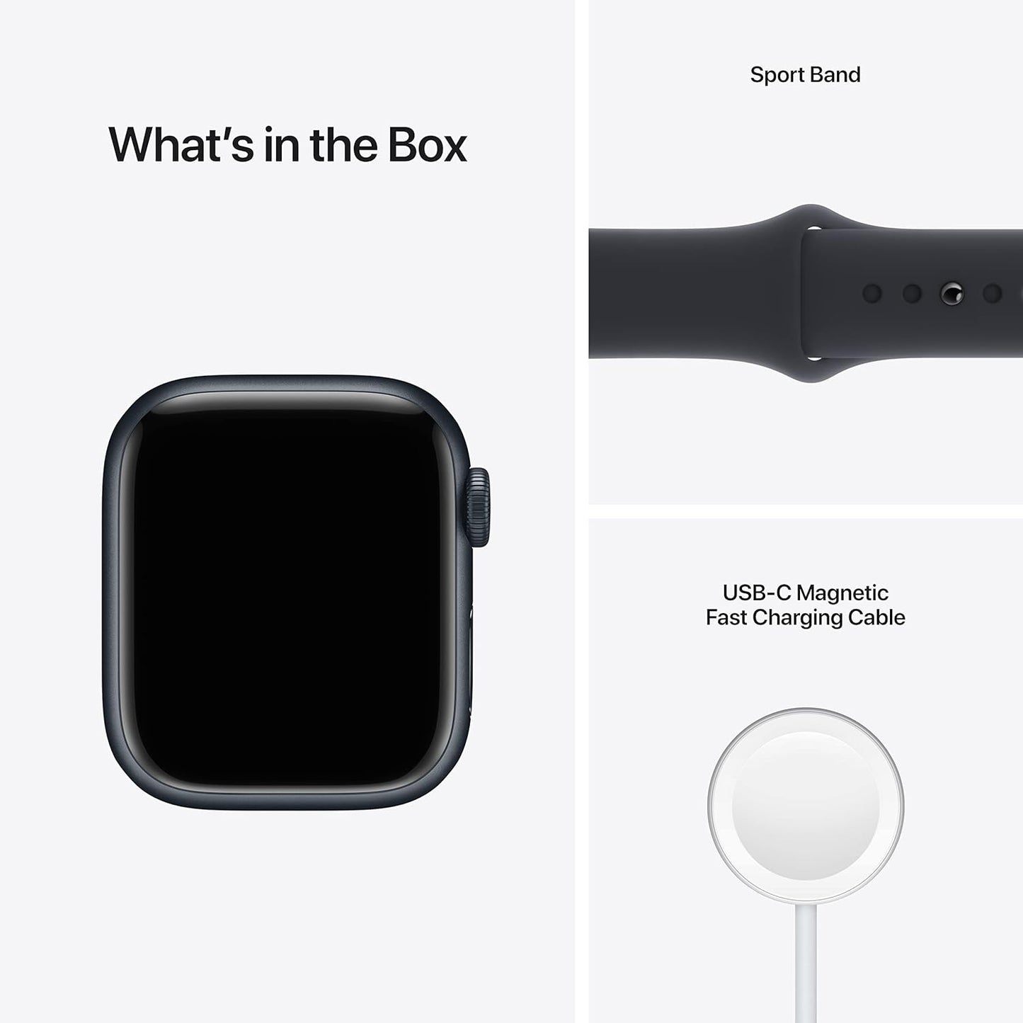 Apple Watch Series 7 (GPS, 41mm) Midnight Aluminum Case with Midnight Sport Band, Regular (Renewed) - Authentic Apple Products.