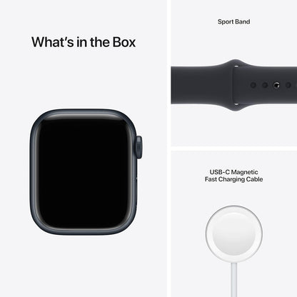 Apple Watch Series 7 (GPS, 41mm) Midnight Aluminum Case with Midnight Sport Band, Regular (Renewed) - Authentic Apple Products.