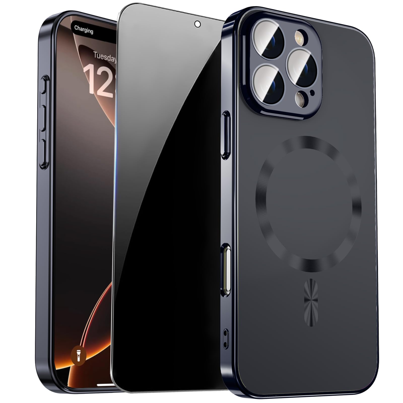 Magnetic for iPhone 14 Pro Max Case with Privacy Screen Protector & Built-in Camera Protection Cover for iPhone 14 Pro Max, Compatible with MagSafe Phone Case for iPhone 14 ProMax, Black - Authentic Apple Products.