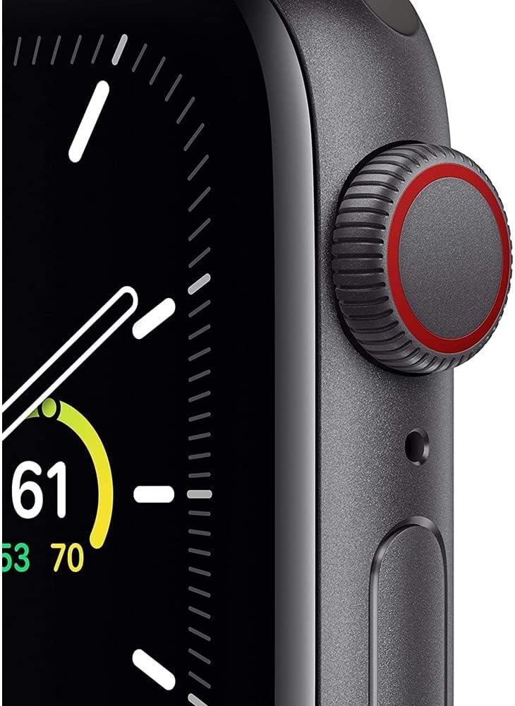 Apple Watch SE (GPS + Cellular, 44mm) - Space Gray Aluminum Case with Black Sport Band (Renewed) - Authentic Apple Products.