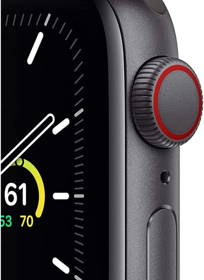 Apple Watch SE (GPS + Cellular, 44mm) - Space Gray Aluminum Case with Black Sport Band (Renewed) - Authentic Apple Products.