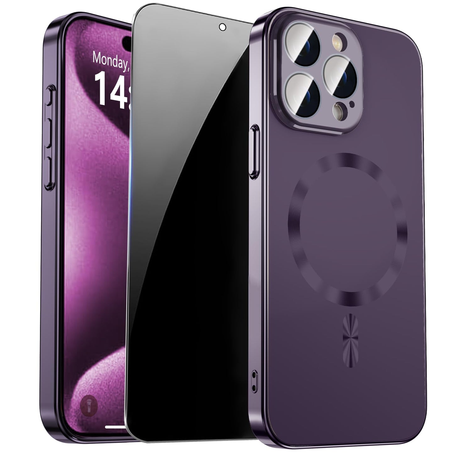 Magnetic for iPhone 14 Pro Max Case with Privacy Screen Protector & Built-in Camera Protection Cover for iPhone 14 Pro Max, Compatible with MagSafe Phone Case for iPhone 14 ProMax, Black - Authentic Apple Products.