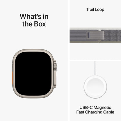 Apple Watch Ultra 2 [GPS + Cellular 49mm] Smartwatch with Rugged Titanium Case & Green/Grey Trail Loop S/M. Fitness Tracker, Precision GPS, Action Button, Extra-Long Battery Life - Authentic Apple Products.