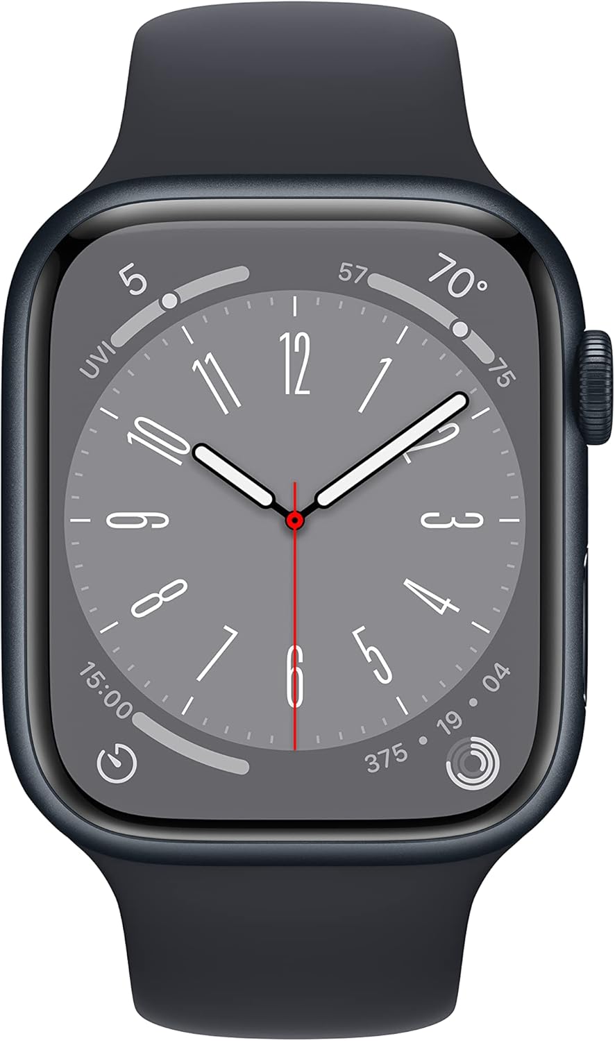Apple Watch Series 8 (GPS, 45mm) Midnight Aluminum Case with Midnight Sport Band (Renewed Premium) - Authentic Apple Products.