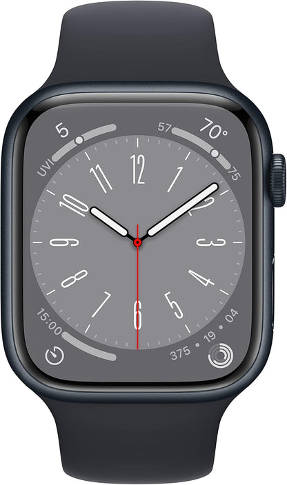 Apple Watch Series 8 (GPS, 45mm) Midnight Aluminum Case with Midnight Sport Band (Renewed Premium) - Authentic Apple Products.