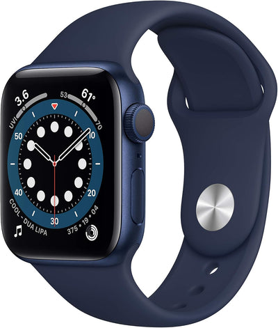 Apple Watch Series 6 (GPS, 40mm) - Blue Aluminum Case with Deep Navy Sport Band (Renewed) - Authentic Apple Products.