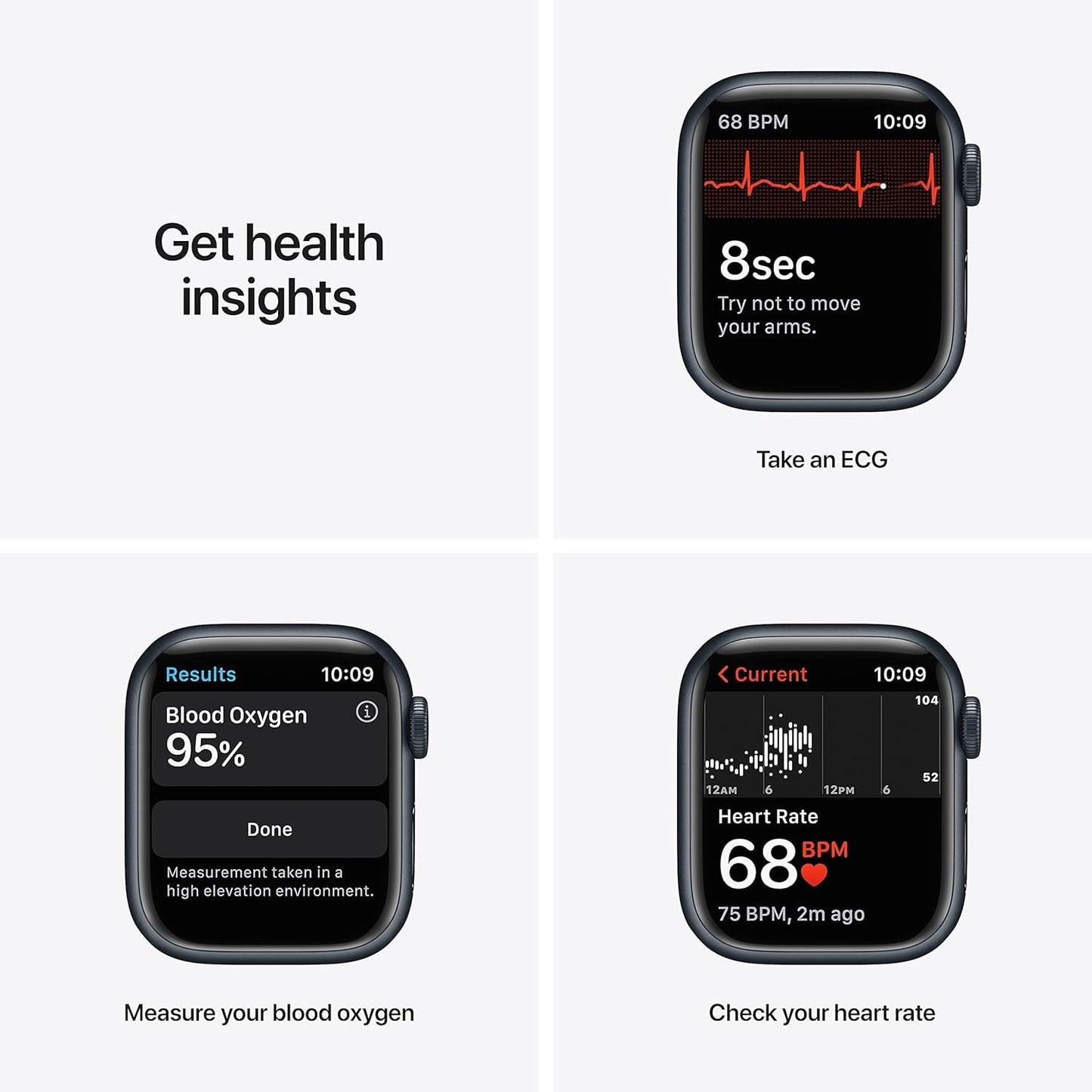 Apple Watch Series 7 (GPS, 41mm) Midnight Aluminum Case with Midnight Sport Band, Regular (Renewed) - Authentic Apple Products.