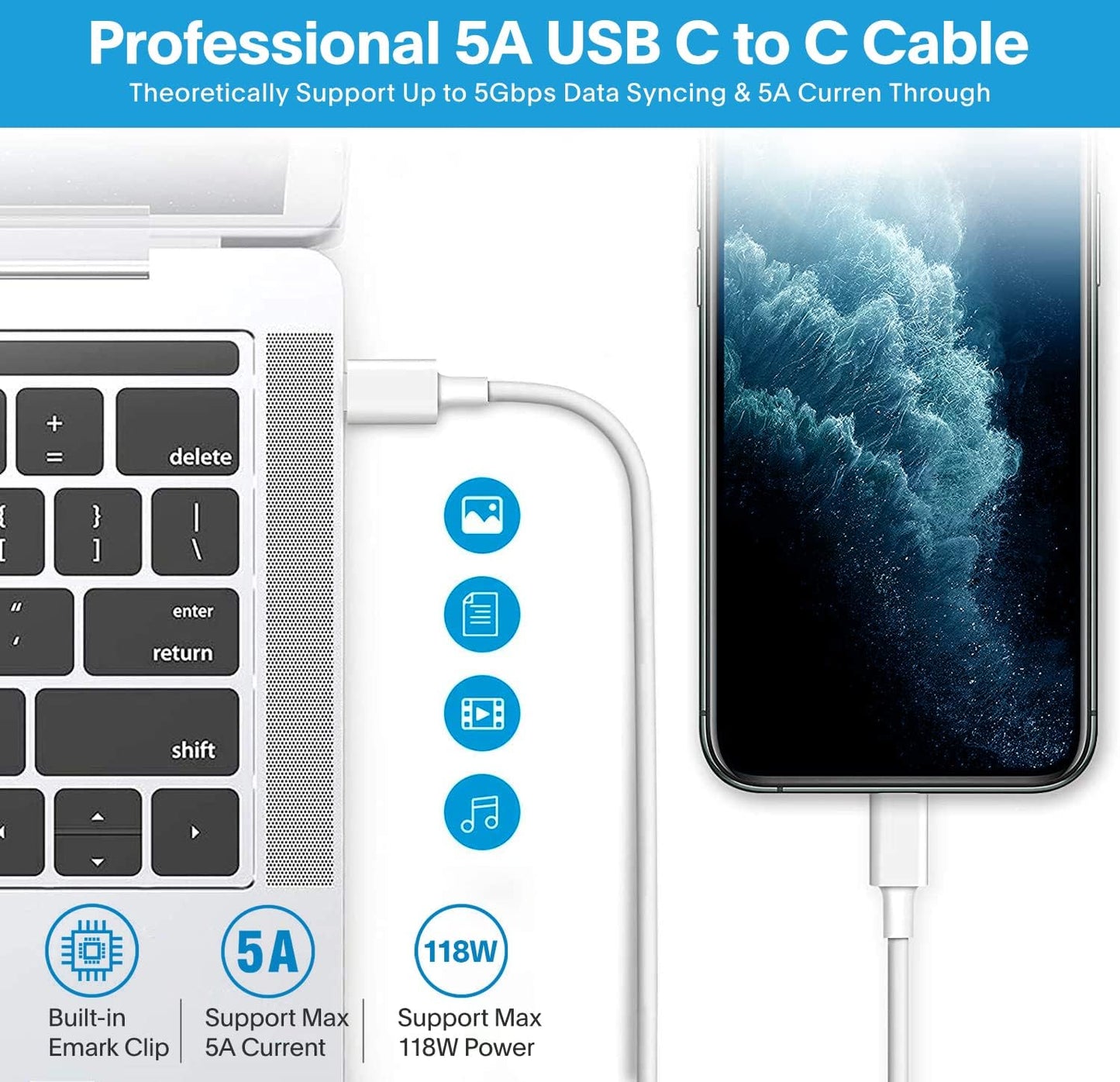 Mac Book Pro Charger-118W USB C Fast Charger Power Adapter Compatible with MacBook Pro/MacBook Air 16 15 14 13 Inch, M1 M2 M3 M4, New iPad Pro and All USB C Device, 6.6ft Charge Cable - Authentic Apple Products.