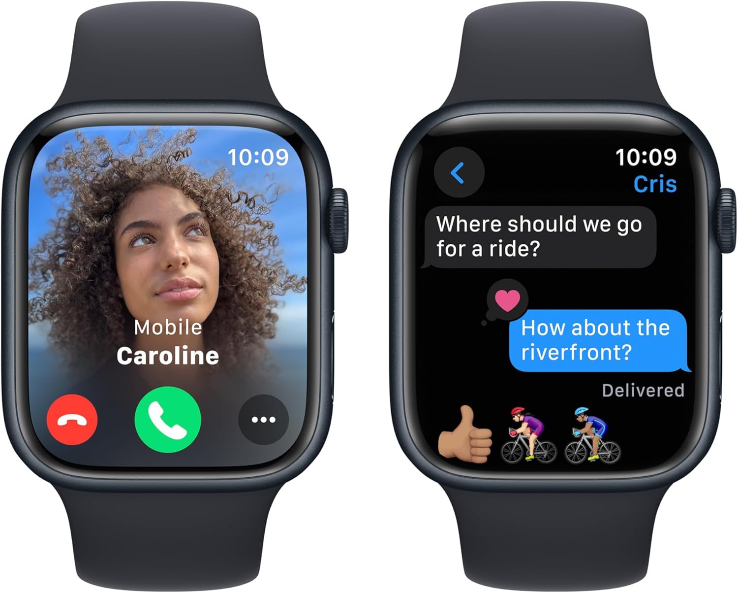 Apple Watch Series 9 [GPS 45mm] Midnight Aluminum Case with Midnight Sport Band, S/M (Renewed) - Authentic Apple Products.