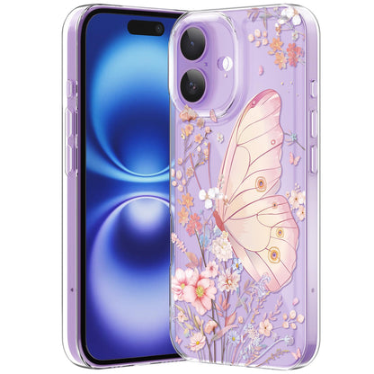 Compatible with iPhone 12 Case, Clear Case with Cute Butterfly Pattern Design for Girls Women, Slim Soft TPU Shockproof Protective Aesthetic Cover for iPhone 12 (Light Purple Butterfly)