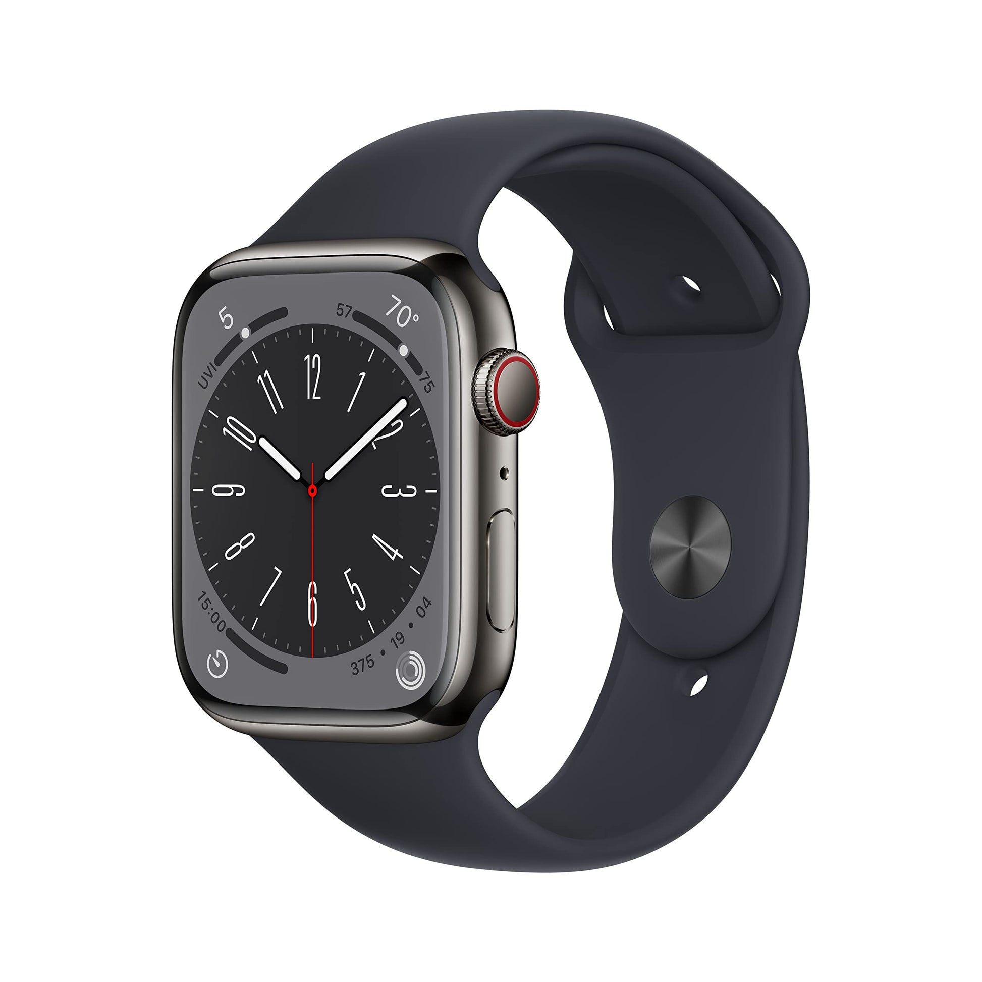 Apple Watch Series 8 (GPS, 45mm) Midnight Aluminum Case with Midnight Sport Band (Renewed Premium) - Authentic Apple Products.