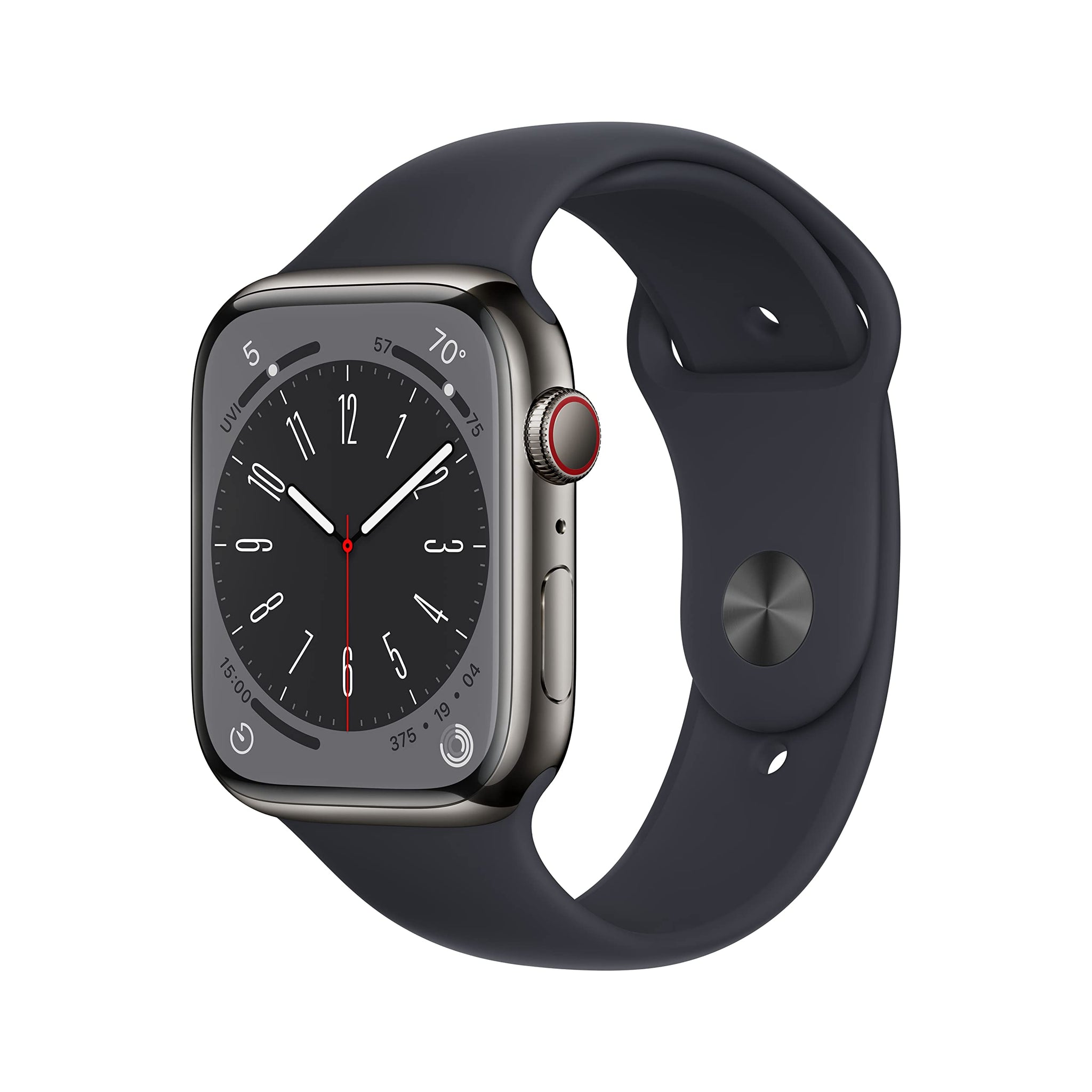 Apple Watch Series 8 (GPS, 45mm) Midnight Aluminum Case with Midnight Sport Band (Renewed Premium) - Authentic Apple Products.