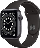 Apple Watch Series 6 (GPS, 44mm) - Space Gray Aluminum Case with Black Sport Band (Renewed) - Authentic Apple Products.