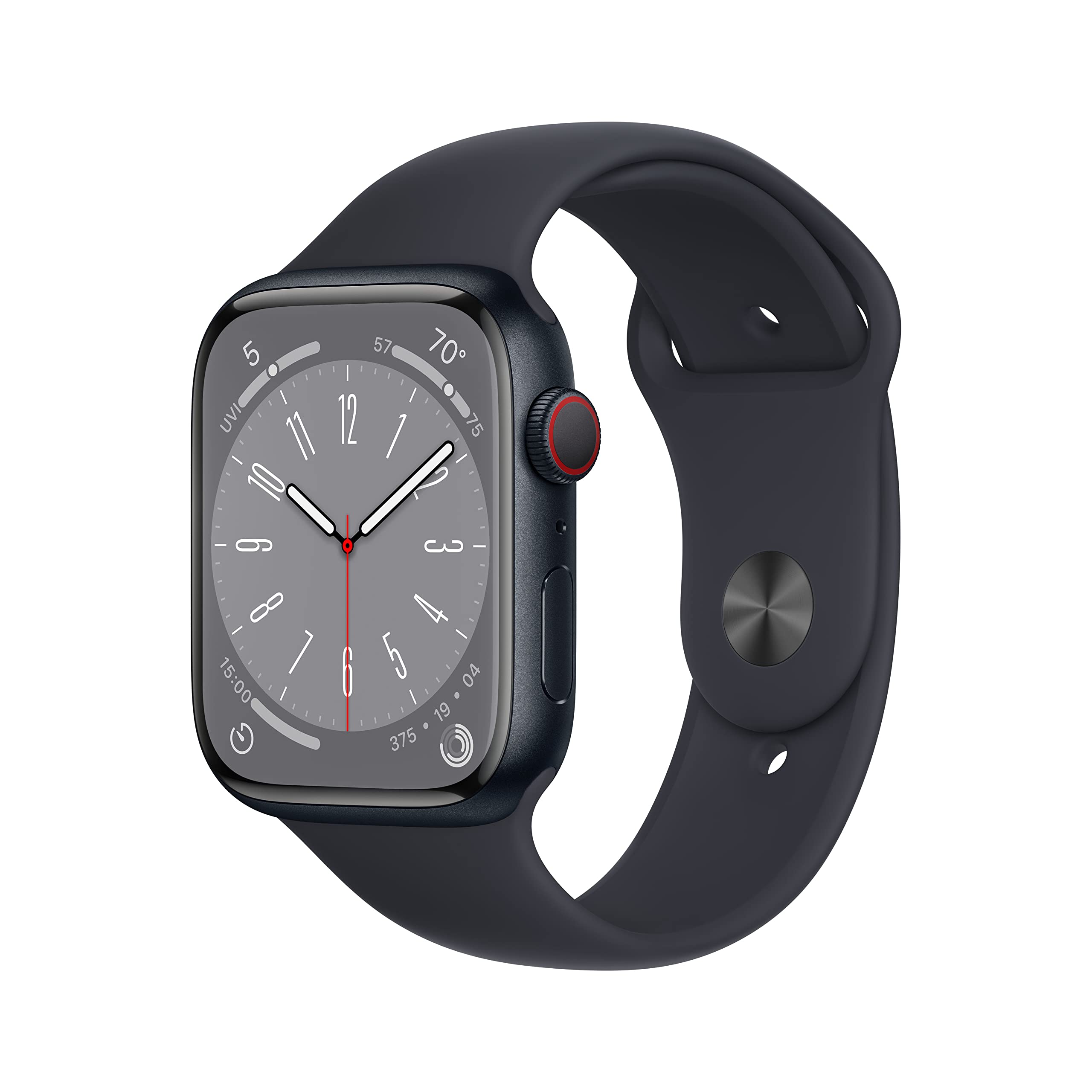 Apple Watch Series 8 (GPS, 45mm) Midnight Aluminum Case with Midnight Sport Band (Renewed Premium) - Authentic Apple Products.