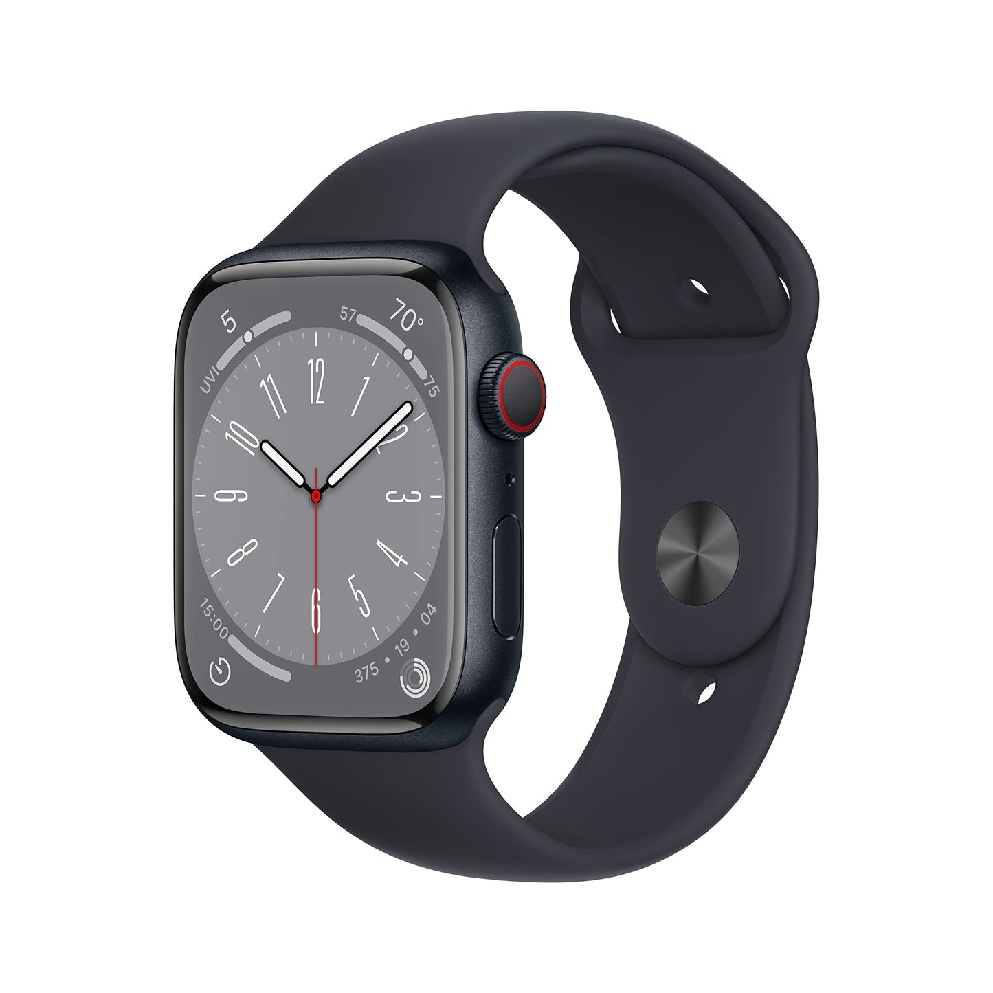 Apple Watch Series 8 (GPS, 45mm) Midnight Aluminum Case with Midnight Sport Band (Renewed Premium) - Authentic Apple Products.
