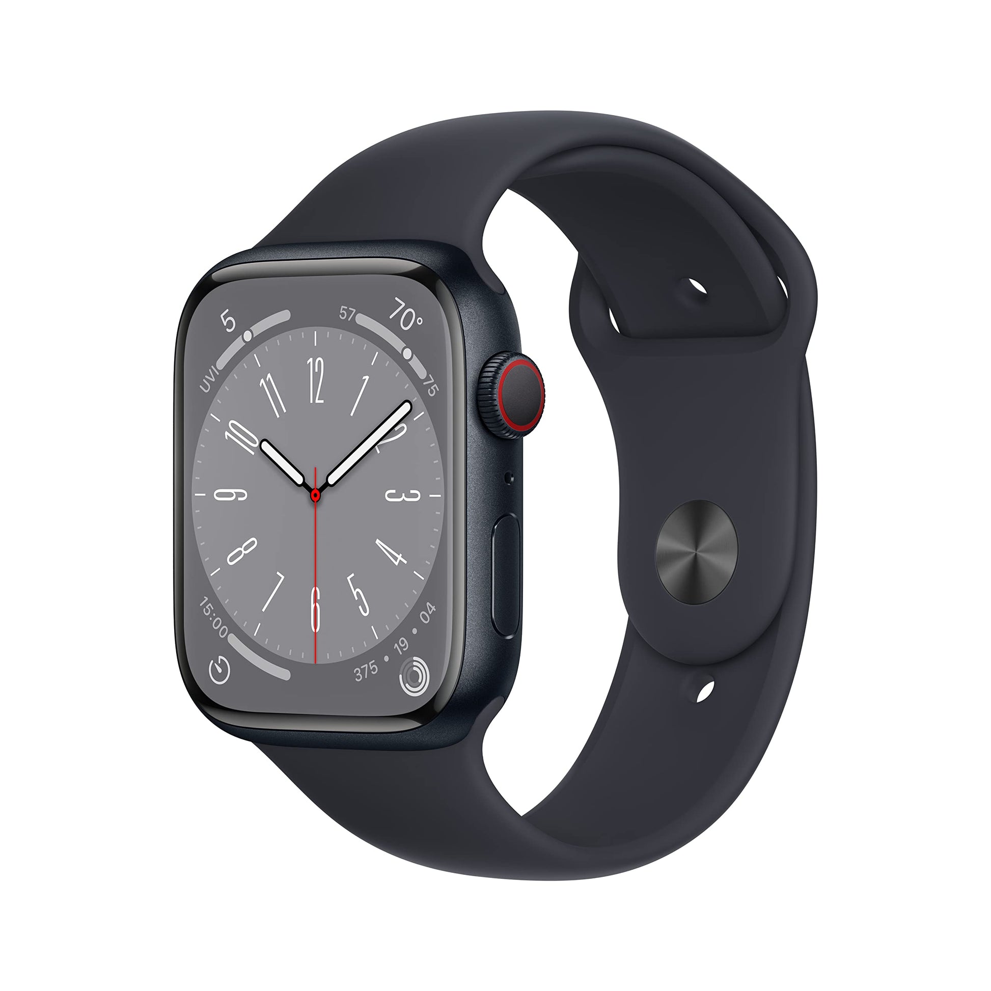 Apple Watch Series 8 (GPS, 45mm) Midnight Aluminum Case with Midnight Sport Band (Renewed Premium) - Authentic Apple Products.